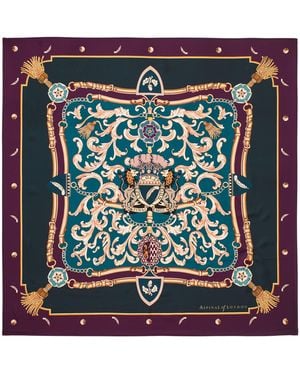 Aspinal of London Silk Signature Shield Scarf - Blue