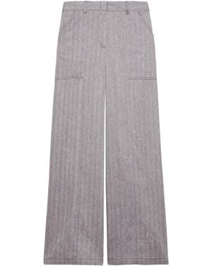 MAX&Co. Linen-Cotton-Blend Chevron Trousers - Grey