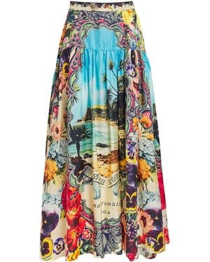 CAMILLA Silk Bathing Bombshell Maxi Skirt - Blue