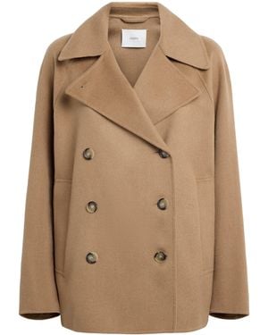 JOSEPH Double-Faced Wool-Silk Apollo Pea Coat - Natural