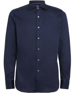 Canali Cotton Cutaway Collar Shirt - Blue