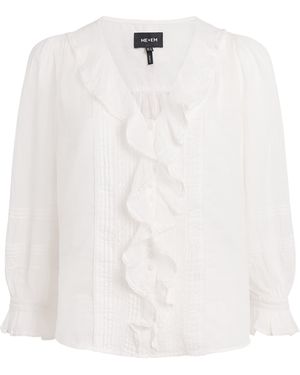 ME+EM Cotton Voile Ruffle Blouse - White