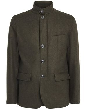 Herno Wool-Silk High-Neck Shacket - Green