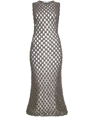 Alaïa Cotton-Blend Midi Dress - Grey