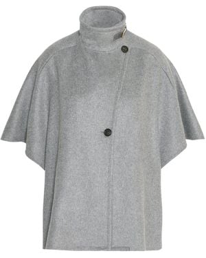 Max Mara Cashmere High-Neck Cape Jacket - Gray