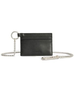 AllSaints Leather Makoto Chain Card Holder - Grey