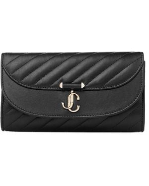Jimmy Choo Quilted Leather Curve Chain Wallet - Black