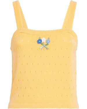 RIXO London Wool Floral-Appliqué Perla Cami Top - Yellow
