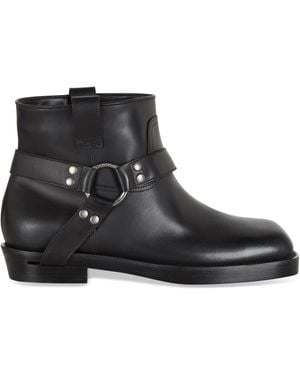 Balmain Leather Biker Ankle Boots - Black