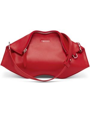 McQueen Leather Manta Clutch Bag - Red