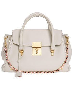 Thom Browne Grain Leather Bolton Top-Handle Bag - Natural