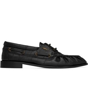 Saint Laurent Leather Bateau Le Loafers - Black