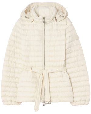 Burberry Belted Puffer Jacket - Natural