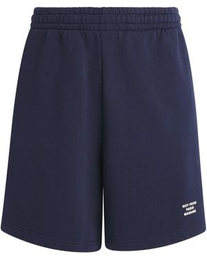 Drole de Monsieur Cotton Fleece Slogan Shorts - Blue