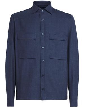 Paul & Shark Wool-Silk-Linen-Blend Overshirt - Blue