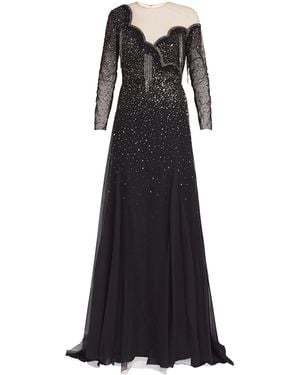 Georges Hobeika Embellished Asymmetric Gown - Black