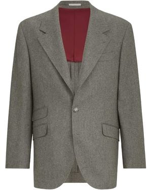 Brunello Cucinelli Virgin Wool Flannel Two-Piece Suit - Grey