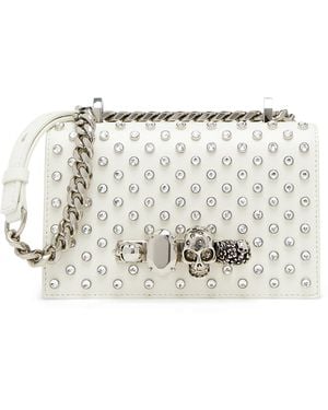 McQueen Mini Leather Jeweled Satchel - Metallic