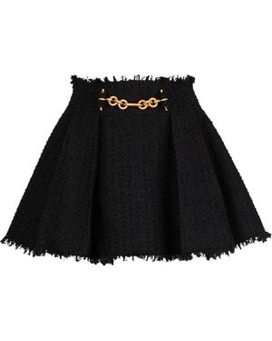 Balmain Tweed Chain-Detail Mini Skirt - Black