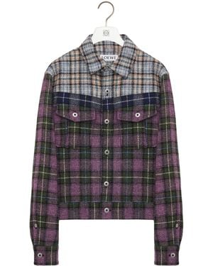 Loewe Wool Tartan Trucker Jacket - Grey