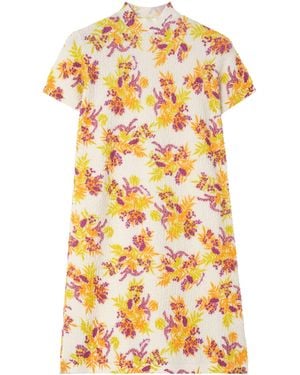 Burberry Floral Print Mini Dress - Metallic