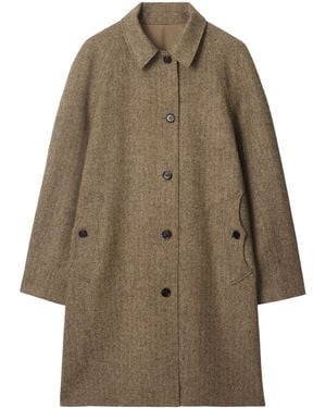 Burberry Cotton-Wool Reversible Dual Long Car Coat - Brown