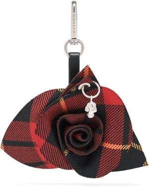 McQueen Tartan Rose Bag Charm - Red