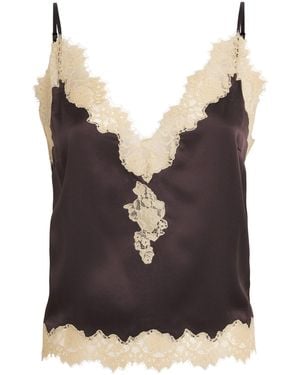 Doen Silk Lace-Trim Kira Camisole - Black