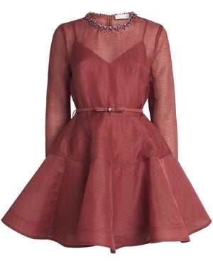 Zimmermann Linen-Silk Alchemy Mini Dress - Red