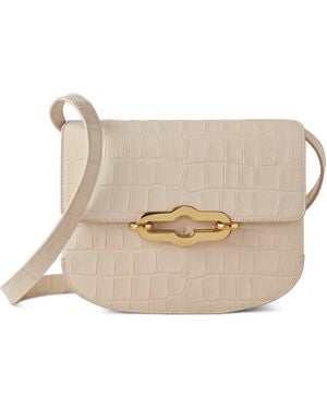 Mulberry Small Leather Croc-Embossed Satchel Bag - Natural