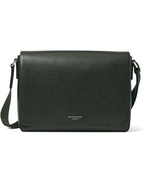 Aspinal of London Leather Reporter Messenger Bag - Black