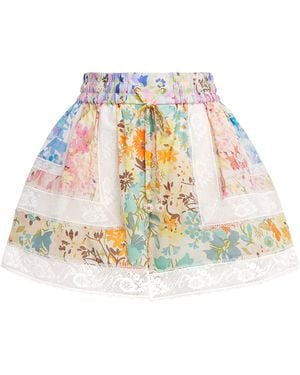 Zimmermann Cotton-Lace Floral Solstice Shorts - White