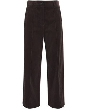 ME+EM Cotton Corduroy Straight Cropped Pants - Black