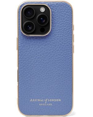 Aspinal of London Leather Iphone 16 Pro Case - Blue