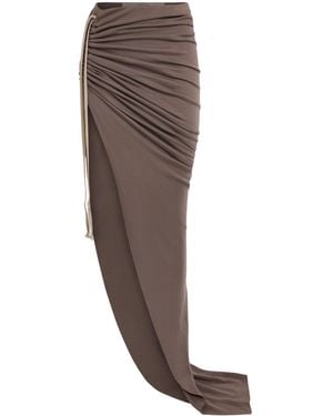 Rick Owens Cotton Edfu Gathered Maxi Skirt - Brown