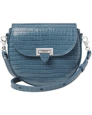 Aspinal of London Leather Croc-Embossed Portobello Cross-Body Bag - Blue