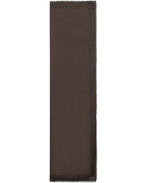 Tom Ford Cashmere-Silk Logo Scarf - Brown