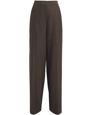 Laura Pitharas Wool Wide-Leg Trousers - Brown