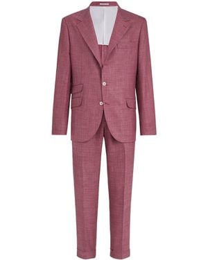 Brunello Cucinelli Wool-Linen-Silk 2-Piece Suit - Red