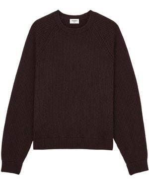 Saint Laurent Cashmere Ribbed Crew-Neck Jumper - Brown