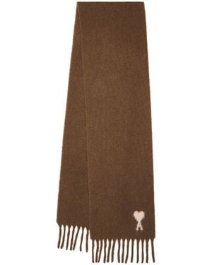 Ami Paris Alpaca-Blend Fringe Scarf - Brown