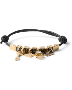 Prada Nappa Leather Beaded Bracelet - Brown