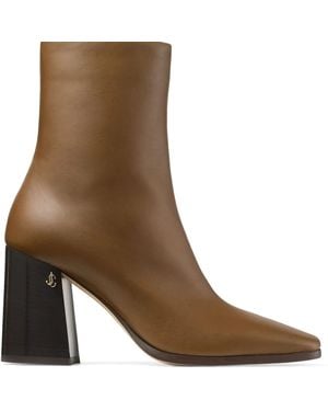 Jimmy Choo Bryelle 85 Leather Ankle Boots - Brown