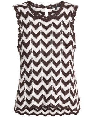 Maje Cotton Zigzag Crochet Top - Black