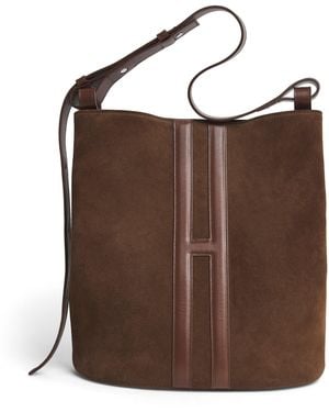Harrods X Tusting Suede H Tote Bag - Brown