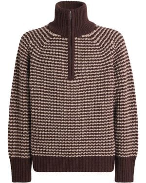 Studio Nicholson X Aaron Levine Virgin Wool Bristol Knit Quarter-Zip Jumper - Brown