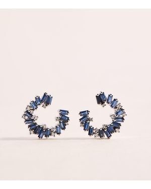 Suzanne Kalan Diamond And Sapphire Frenzy Hoop Earrings - Blue