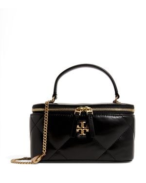 Tory Burch Leather Quilted Kira Top-Handle Bag - Black