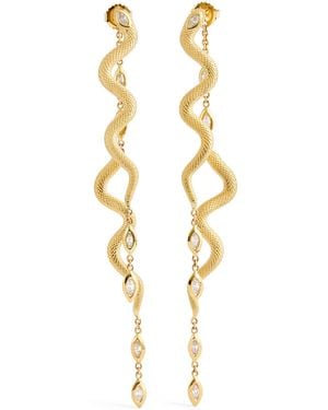 Jacquie Aiche And Diamond Snake Drop Earrings - Metallic