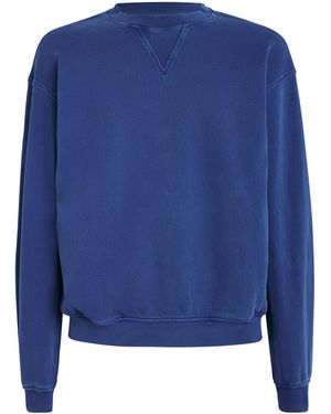 FRAME Cotton Embroidered Logo Sweatshirt - Blue